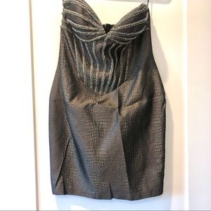 Terani Glam Grey Strapless Mini Cocktail Dress 8